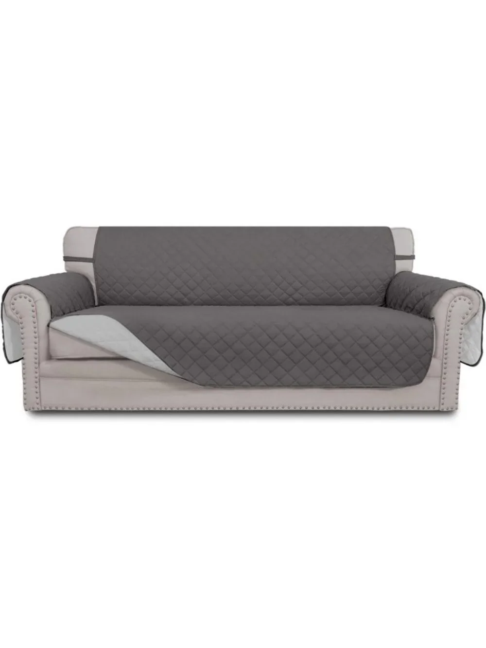 Reversible 3-Cushion Couch Cover - Water-Resistant Pet Protector, Gray/Light